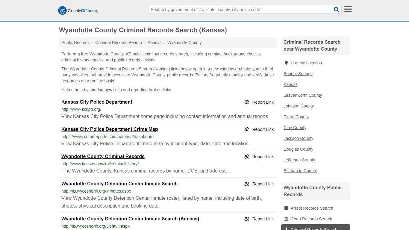 Wyandotte County Criminal Records Search (Kansas)